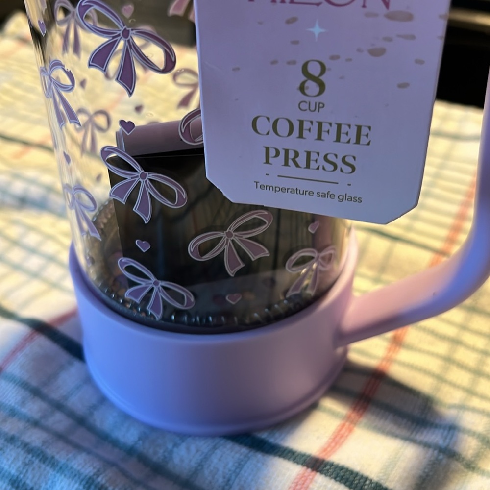 Paris Hilton 8-Cup French Press Coffee Maker lavender a bow design NEW - Picture 4 of 9